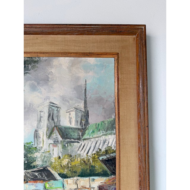 Wood 1960’s Vintage Waite Impressionist European Cityscape Oil on Canvas Painting, Framed For Sale - Image 7 of 12