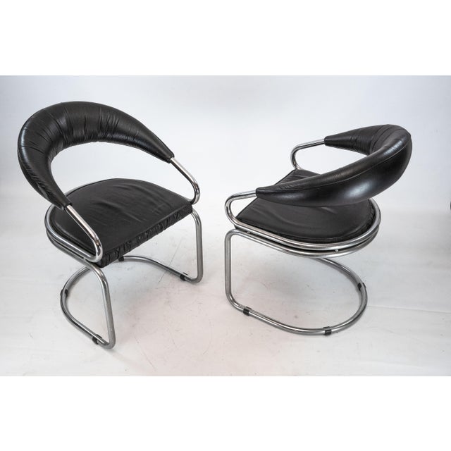 Chrome and Faux Leather Chairs by Giotto Stoppino, Italy, 1970s, Set of 2 For Sale - Image 6 of 13