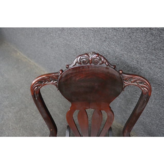 American Antique Horner Style Mahogany Carved Lion Arm Rocking Chair For Sale - Image 3 of 11