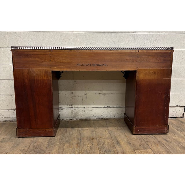 Vintage Chippendale Style Galleried Mahogany Sideboard Buffet Console Desk For Sale - Image 16 of 17