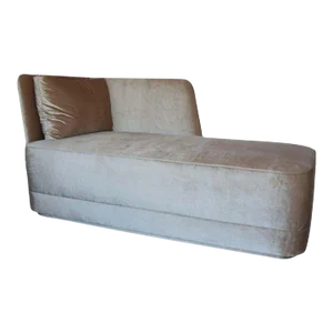 Newly Upholstered Champagne Silk Velvet Chaise Lounge