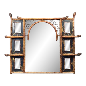 Large English Bamboo Over Mantle or Wall Mirror (H 42 3/4 X W 51 1/2)
