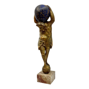 Northern Italian Carved Wood & Gessoed Atlas with Celestial Globe Circa 1800