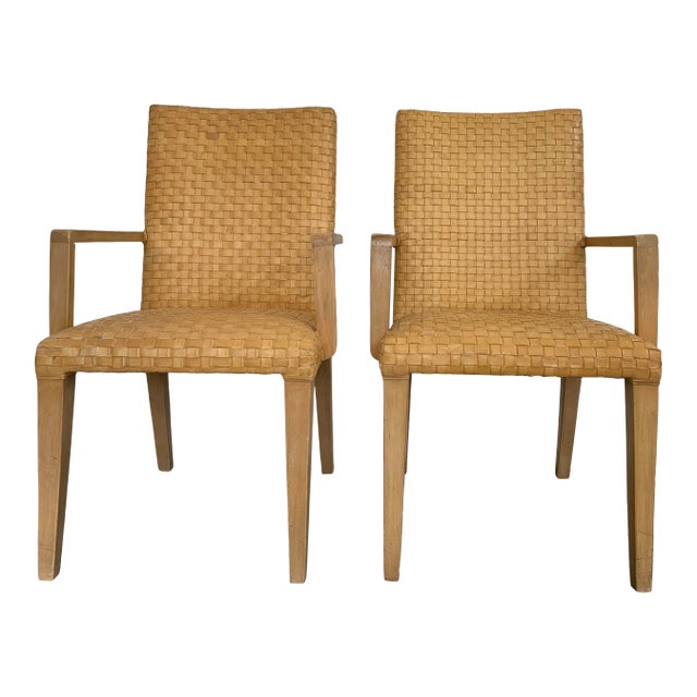 Vintage Woven Leather Chairs- a Pair For Sale
