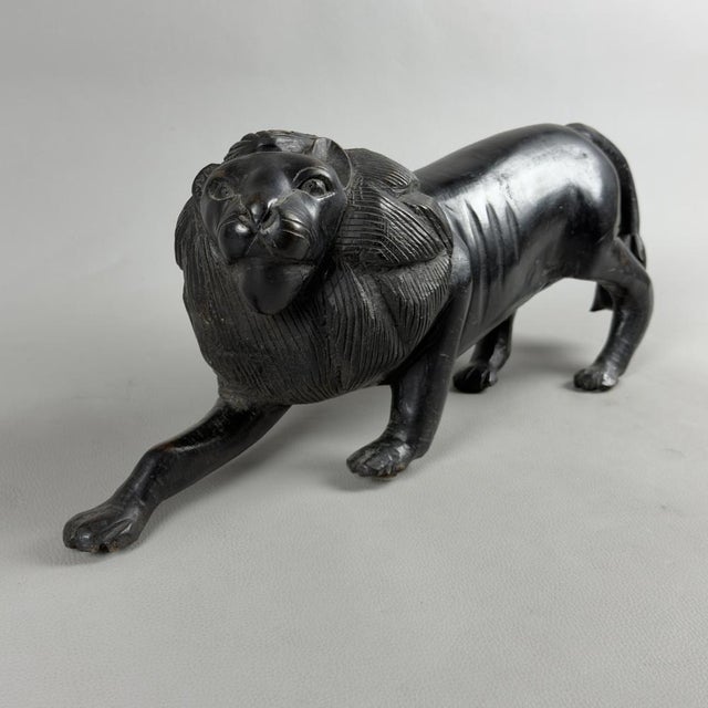 Vintage Modernist Ebonized Wood Lion, 1960s For Sale - Image 6 of 15