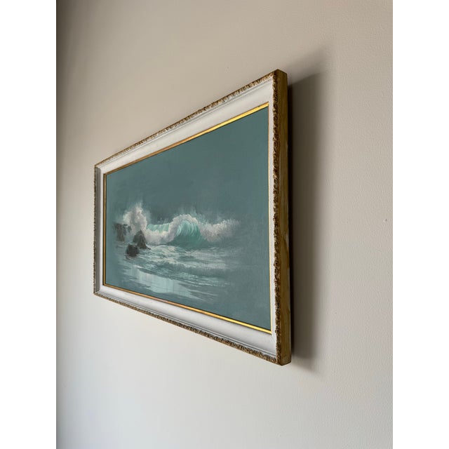 Mid-Century Modern 1970's Julie Gregrory Seascape Oil on Canvas Painting, Framed For Sale - Image 3 of 12