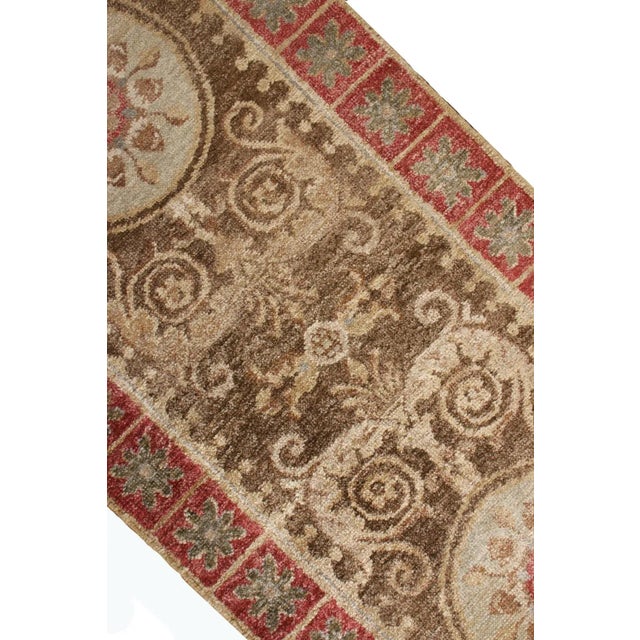 Rug & Kilim Rug & Kilim’s Transitional Style Rug in Beige-Brown and Red Medallion Pattern For Sale - Image 4 of 6