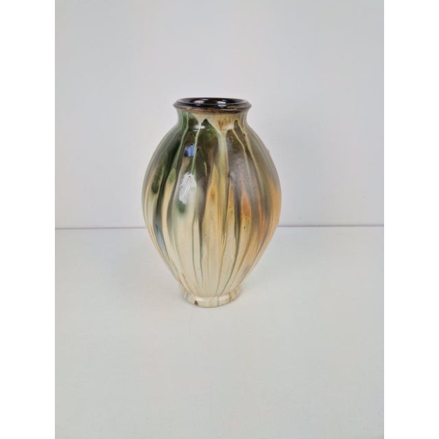Glazed stoneware Vase by Grégoire Lebon, Belgium 1940 Artist: Grégoire Lebon Vase in stoneware glazed in shades of green...