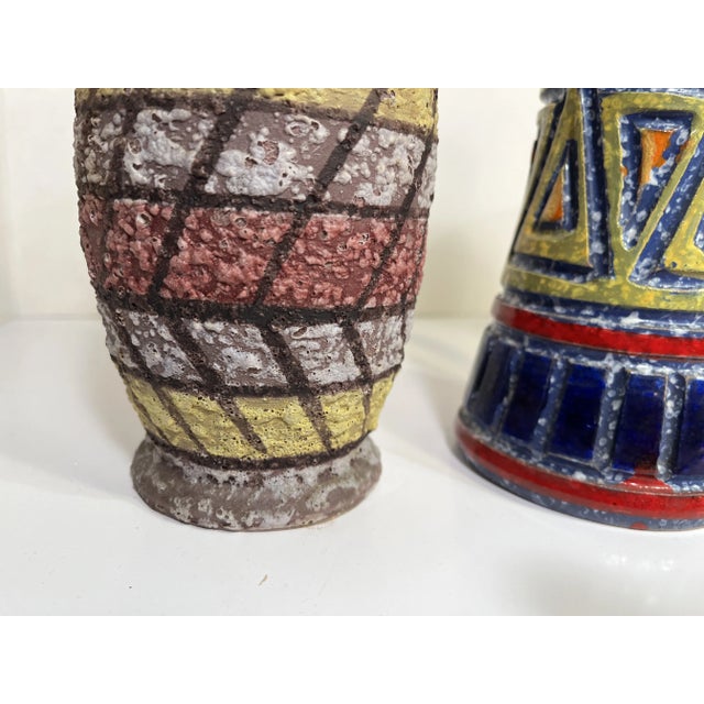 Mid-Century Modern 1950s Mid-Century Bright Lava Glaze Italian Vessels- Set of 3 For Sale - Image 3 of 11