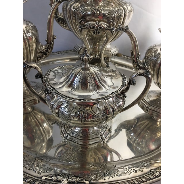Metal 1930s Art Nouveau Gorham Silver Co. Silver Sterling Tea Service - Set of 7 For Sale - Image 7 of 11