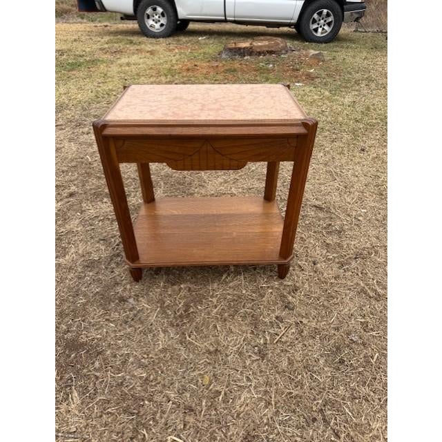 A Large 1940s Vintage French Art Deco Solid Walnut Marble Top Coffee Table or Side Table For Sale - Image 14 of 14