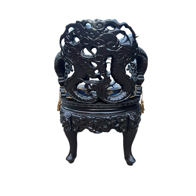 Pair of Vintage Asian Dragon Armchairs Made in Ishizuka For Sale - Image 11 of 17