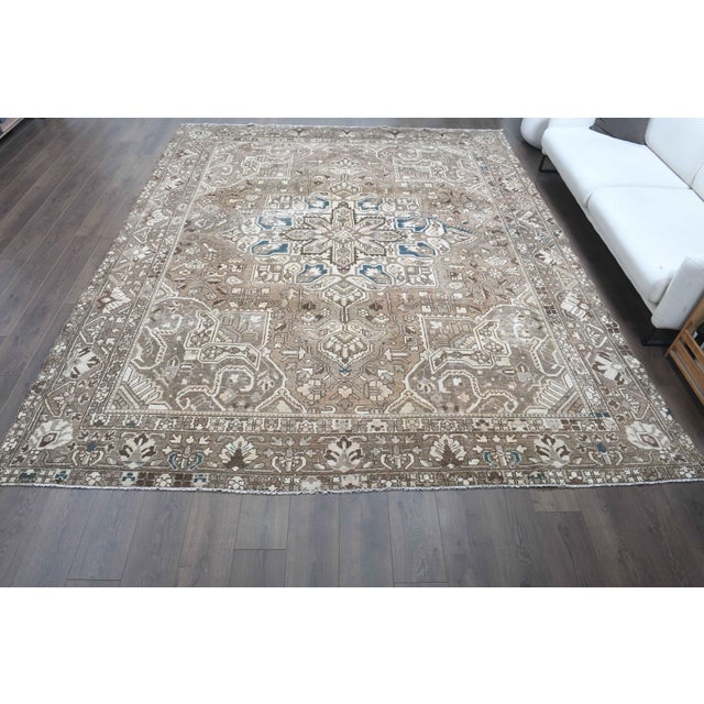 Persian 1970s Vintage Persian Handmade Wool Cotton Light Brown Area Rug For Sale - Image 3 of 11
