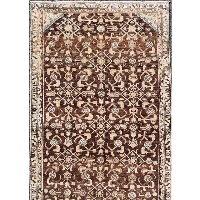 Brown Vintage Persian Mahal Runner With All-Over Herati Design in Brown For Sale - Image 8 of 11