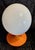 Space Age Table Lamp with Orange Metal Base and Round White Glass Shade, 1970s For Sale - Image 4 of 8
