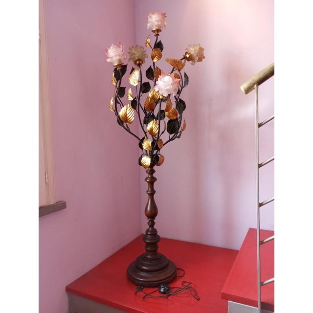 Vintage Floor Lamp with Murano Glass Roses, Italy, 1960s For Sale - Image 17 of 18