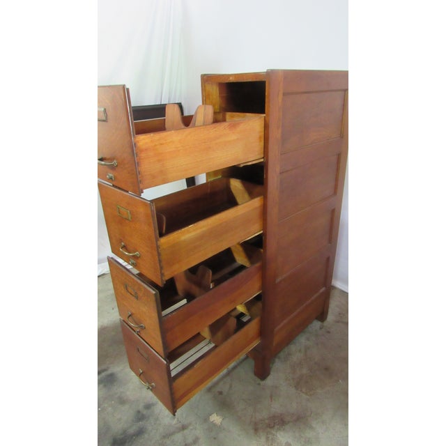 Antique Oak File Cabinet Cupboard Rare Weis For Sale - Image 6 of 9