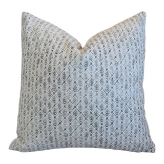 Designer Kendall Wilkinson Neutral Block Print Feather/Down Pillow For Sale