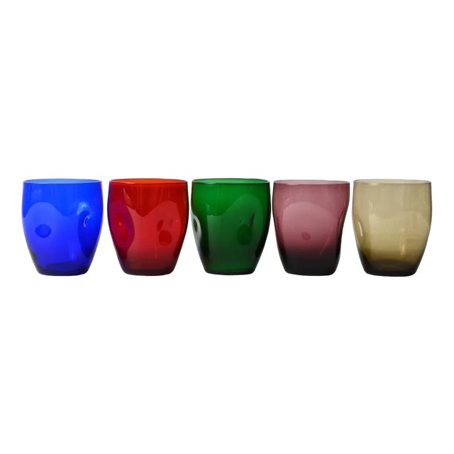 Vintage Multi Colour Tumblers from Boussu, 1960s, Set of 5 For Sale