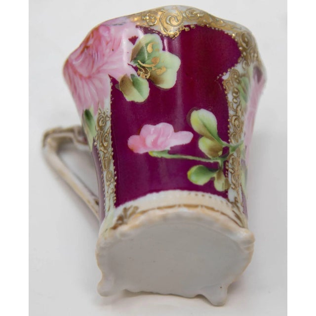 Victorian Footed Porcelain TeaCup and Saucer Set of 6 Circa 1930 For Sale - Image 12 of 12