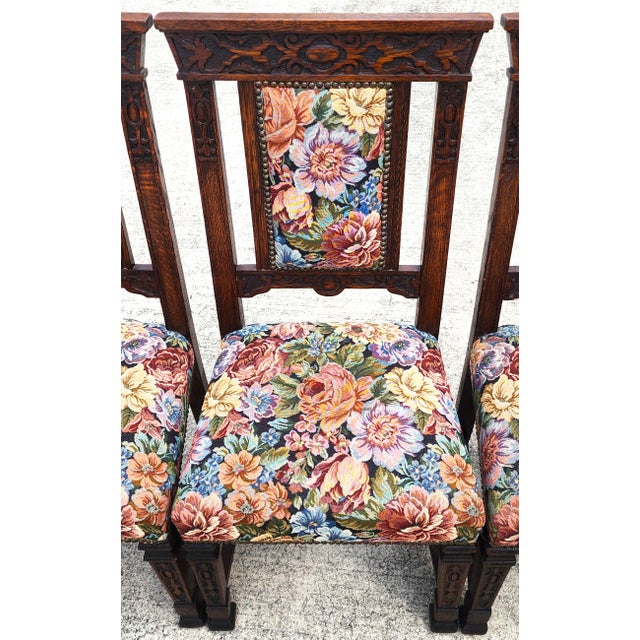 Antique English Oak Dining Chairs 1800s Set of 6 For Sale - Image 4 of 16