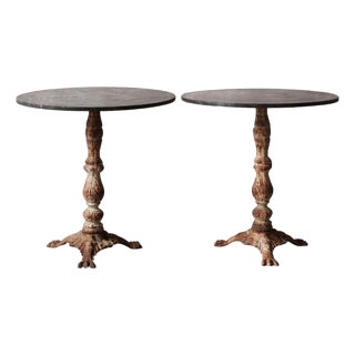 19th Century Marble Top With Iron Base Bistro Tables (Set of 2) For Sale