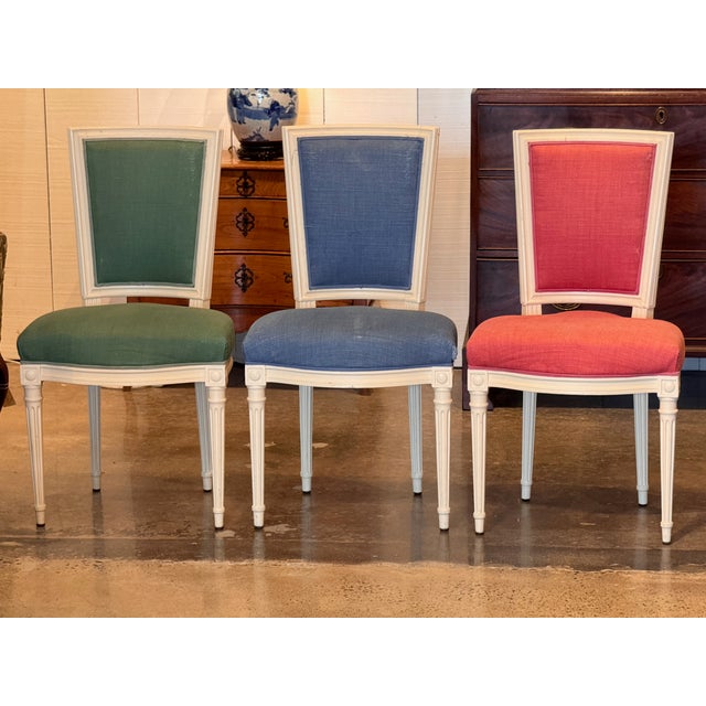 French 1950s Set of Six Directoire Style Dining Chairs For Sale - Image 3 of 12