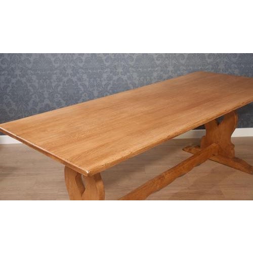 Brown Large Oak Plank Top Refectory Table, 1890s For Sale - Image 8 of 9