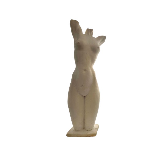 Mid-Century Modern Late 20th Century Female Sculpture Art Women Plaster Torso Figurine Signed For Sale - Image 3 of 9