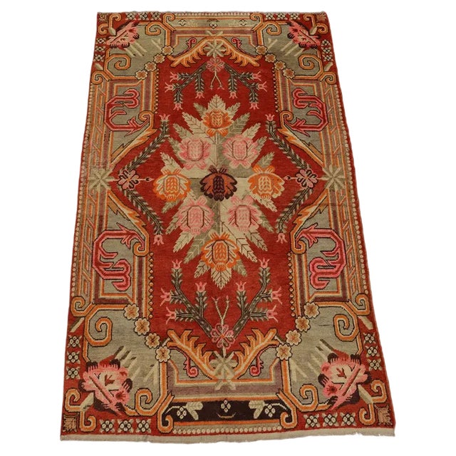 Hand Knotted Khotan Samarkand Rug, 1920s For Sale