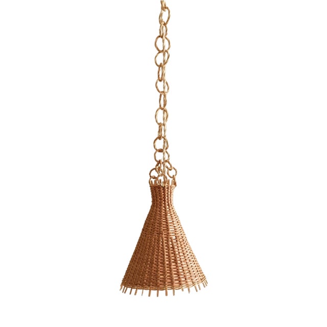Mid-Century Wicker Pendant Lamp, 1950s For Sale