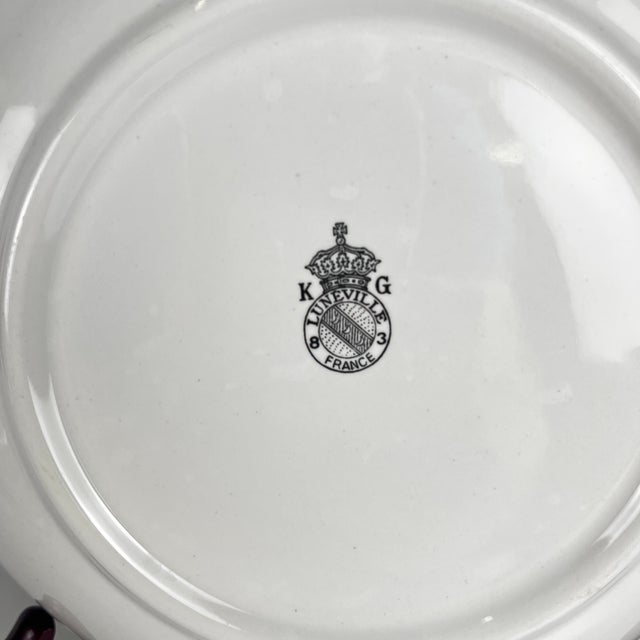 1980s Bowl-Shaped Réverbère Model Plates with Tulip and Rose Pattern by KG Lunéville, 1980s, Set of 6 For Sale - Image 5 of 9