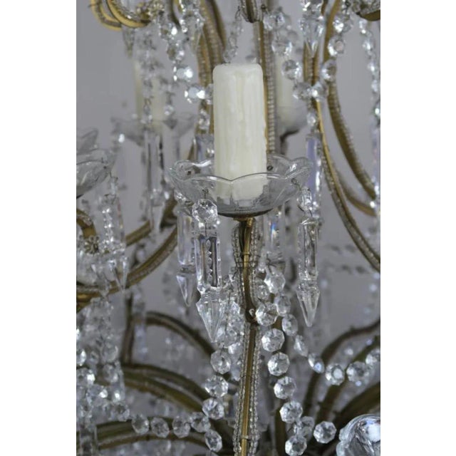 1940s Louis XV Style Italian Crystal Beaded Arm Chandelier, Circa 1940s For Sale - Image 5 of 9