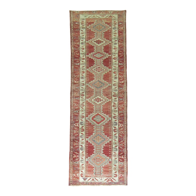 Zabihi Collection Brick Red Turkish Geometric Runner For Sale