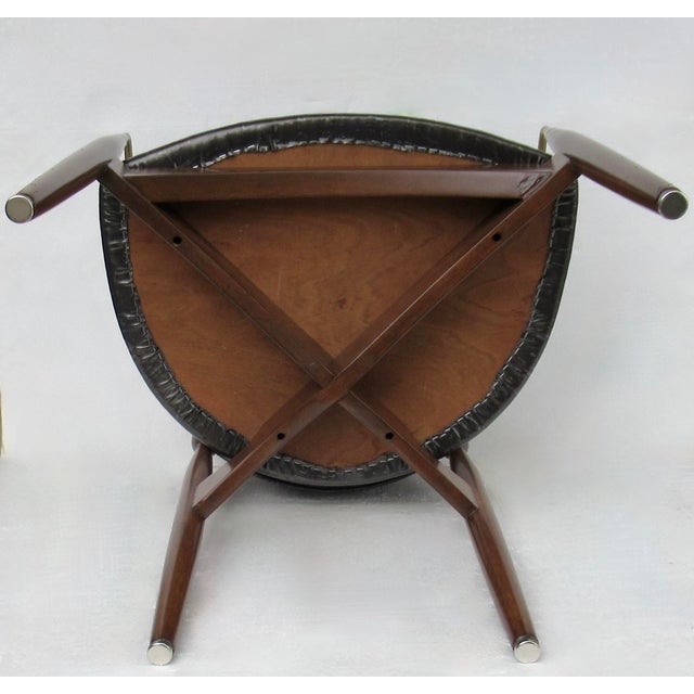 C.1950's Dan Johnson for Selig of Denmark, Walnut & Brass "Viscount" Accent/Lounge Chair With Brentano Textile For Sale - Image 17 of 18
