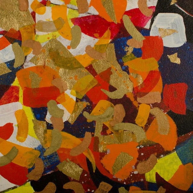 Hans Kline (Canadian, b. 1924 - d.1994) "#9 Chinese Acrobats" - Featuring a confetti of colors Acrylic, oil, metal leaf...