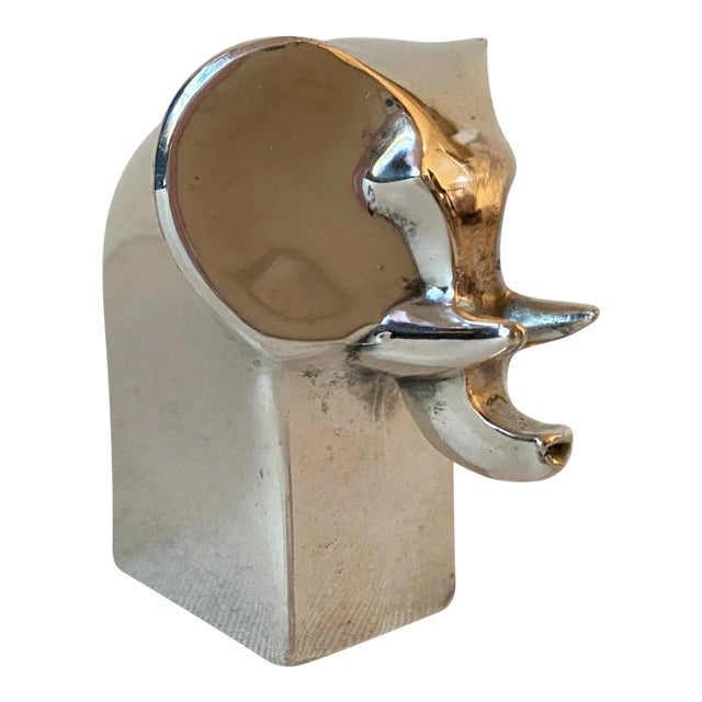 1970s Dansk Silver Plate Safari Elephant Paper Weight For Sale