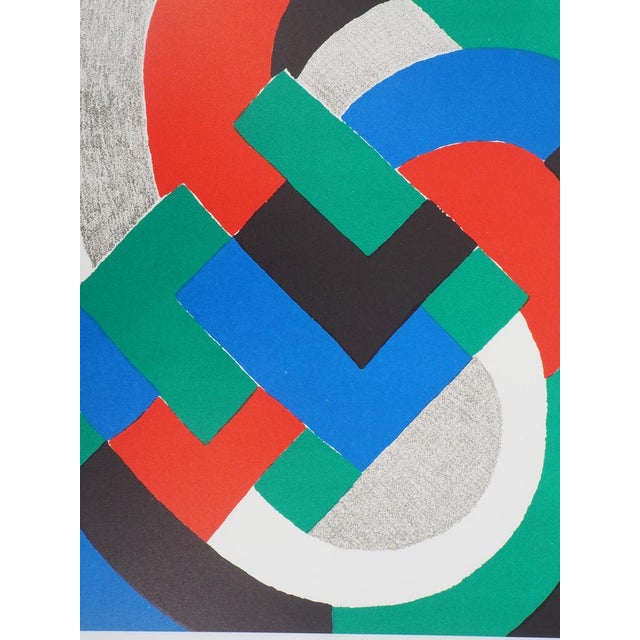 Modern Sonia Delaunay, Blue, Green and Red Composition, 1968, Original Lithograph For Sale - Image 3 of 5