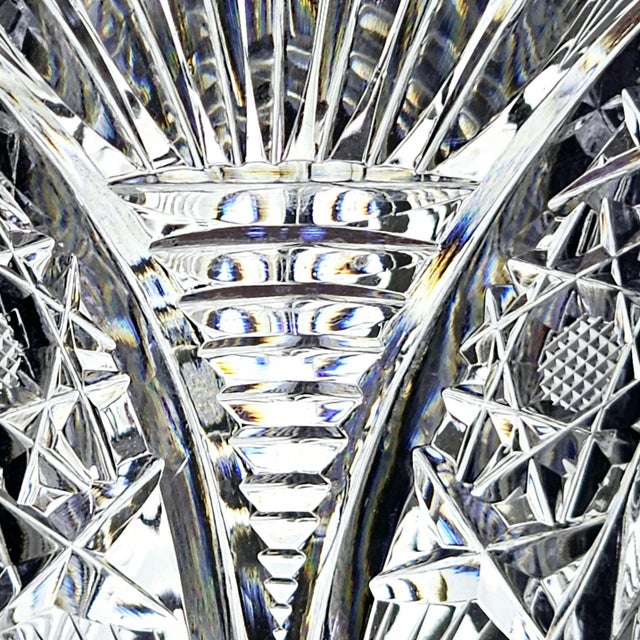 Mid 20th Century Bohemian Czech Hand Cut Glass Trumpet Vase For Sale - Image 5 of 12