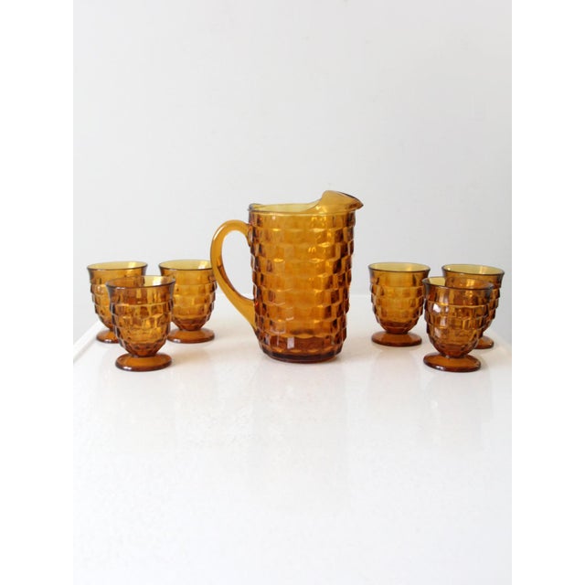 Amber Vintage Amber Glass Pitcher and Tumbler Set For Sale - Image 8 of 12