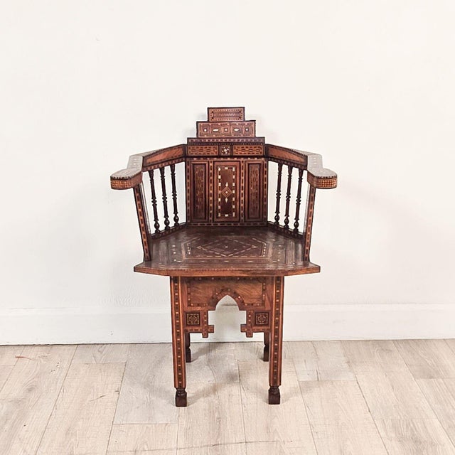 Pair of Syrian Shell Inlaid Hall Chairs, Circa 1960 For Sale In San Francisco - Image 6 of 14