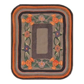 1890s American Hooked Rug For Sale