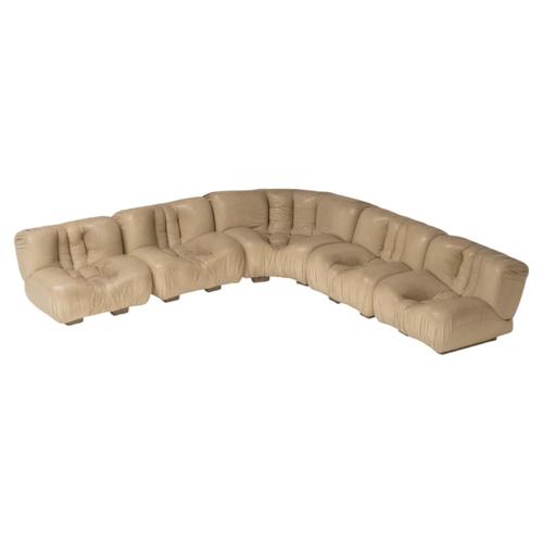 Modular Sofa in Beige Leather attributed to Rossi Di Albizzate, Italy, 1970s, Set of 5 For Sale - Image 17 of 17