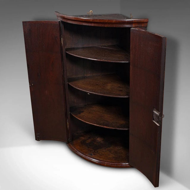 1780's Antique Bow Front Corner Cabinet For Sale - Image 4 of 9