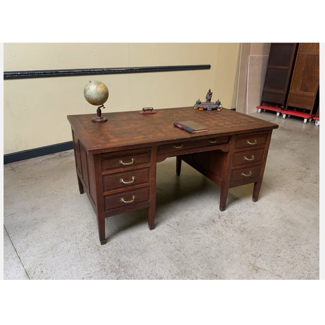 Antique Art Nouveau Freestanding Desk, 1915 For Sale - Image 10 of 14