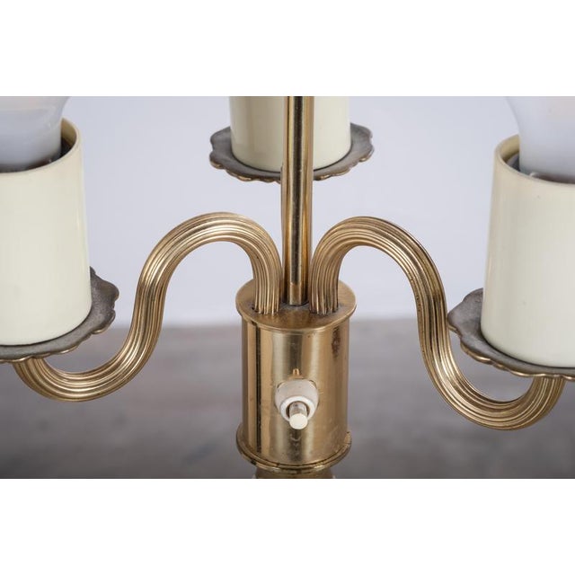 Metal Danish 3-Arm Floor Lamp in Brass, 1960s For Sale - Image 7 of 12