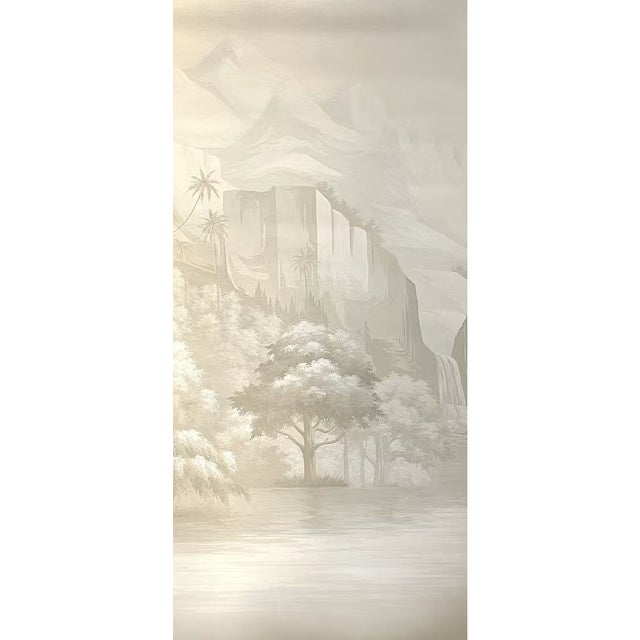 36" * H96" * 2ps, Designer Artistic Wallpaper, Embossed Distant Mountains and Cloud Sea Mural, Premium Gray-White Seamless Wall Covering For Sale - Image 4 of 4