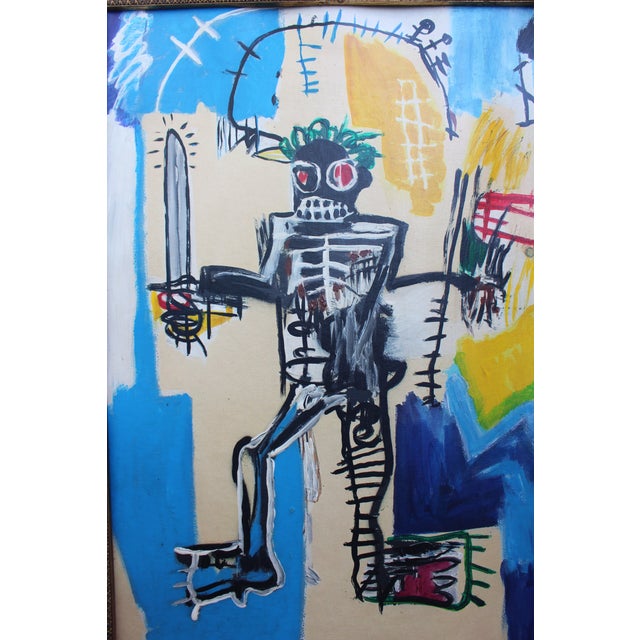 Royal Blue Modernistic Painting After Jean-Michel Basquiat, Circa 1980 For Sale - Image 8 of 10
