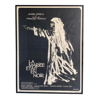 Rare Vintage Monumental Boho French Movie Poster “La Mariee Etait en Noir For Sale