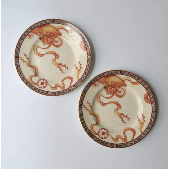 A rare set of two (2) Wedgwood Dynasty collection porcelain bread plates, circa late-20th century, England. A beautiful...